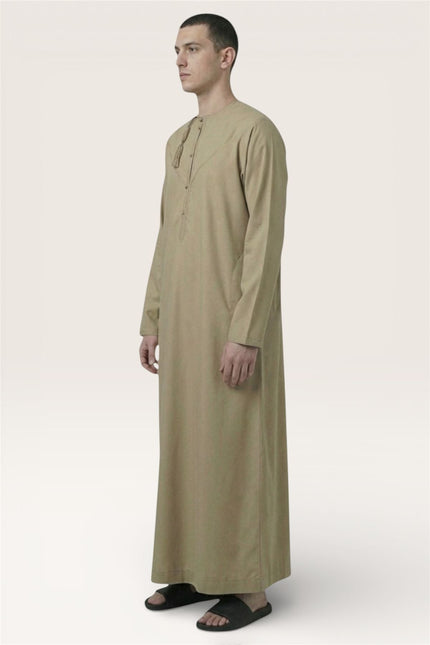 Men's Eid Beige Moroccan Jubba Robe Djellaba Ramadan Eid Thobe - HM11