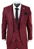 New Mens 3 Piece Suit Plain wine Classic Tailored Fit Smart Casual 1920s Formal