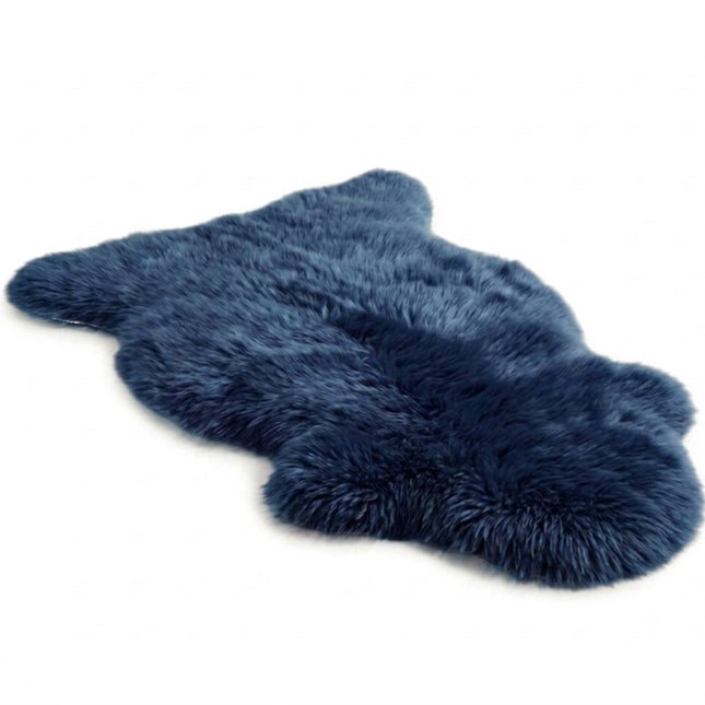 Genuine Diamond Blue Sheepskin Natural Silky Soft Fluffy Real Wool Rug