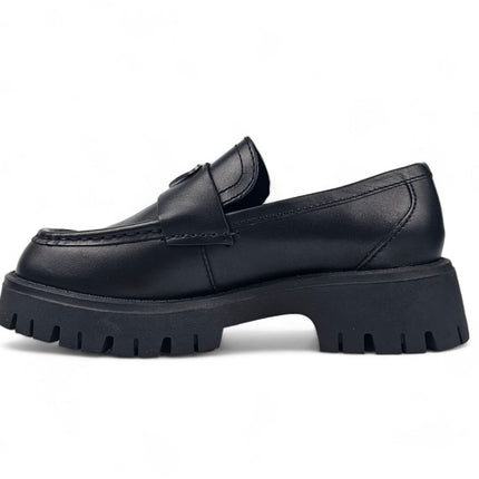 Windsorsmith Womens Black Leather Platform Chunky Loafers Shoes - Throne