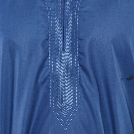 Mens Blue Thobe Jubba Islamic Arab Moroccan Saudi Zipped Kaftan Arab Robe