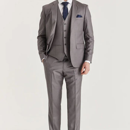 Men’s Grey Tailored 3 Piece Suit Formal Classic Suit