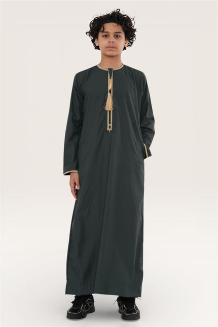 Kids Boys Ramadan Green Moroccan Thobe Robe Emirati Eid Jubba- TT-003