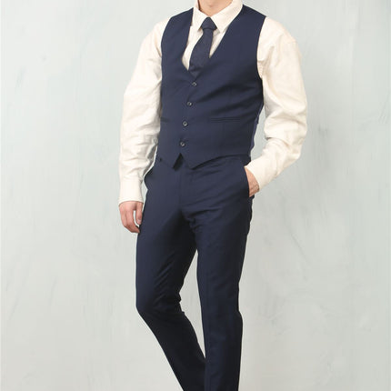 Men's Navy 3 Piece Formal Classic Prom Suit Workwear