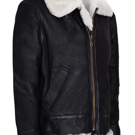 Mens B3 Aviator Real Sheepskin Leather Flying Jacket-Hobart