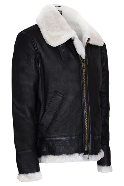 Mens B3 Aviator Real Sheepskin Leather Flying Jacket-Hobart