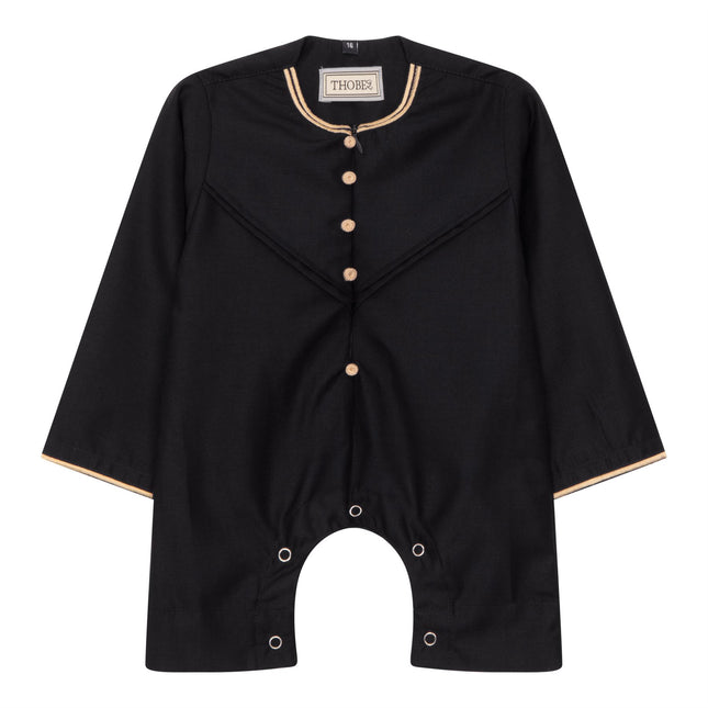 Baby Boys Omani Eid Black Thobe  Saudi Emirati Jubba Robe Romper
