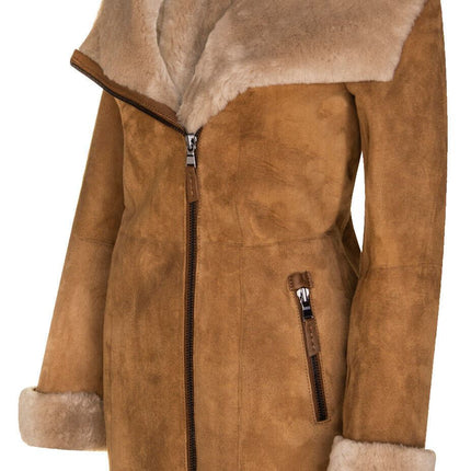 Womens Merino Sheepskin Hooded Coat-Antioch