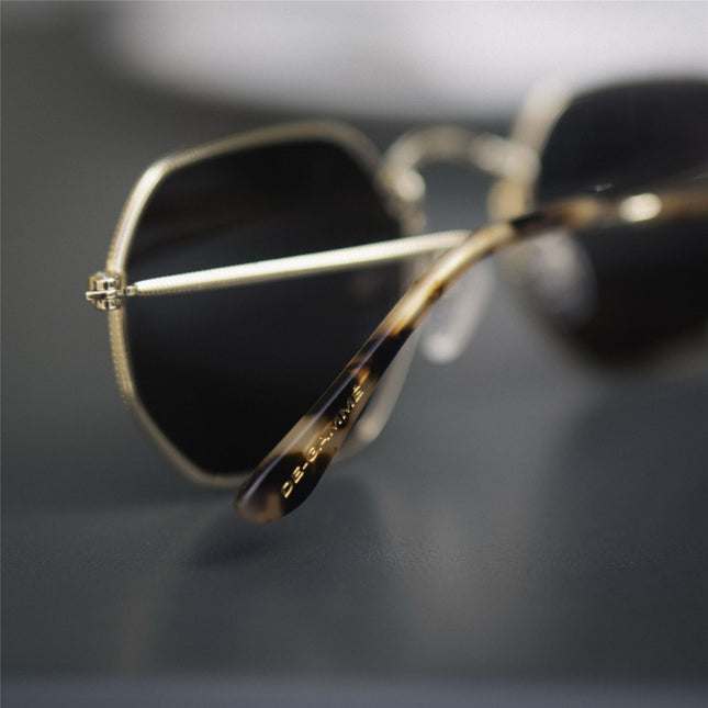 De-Gamme Gold Retro Rectangle Polarized Sunglasses - Napoli