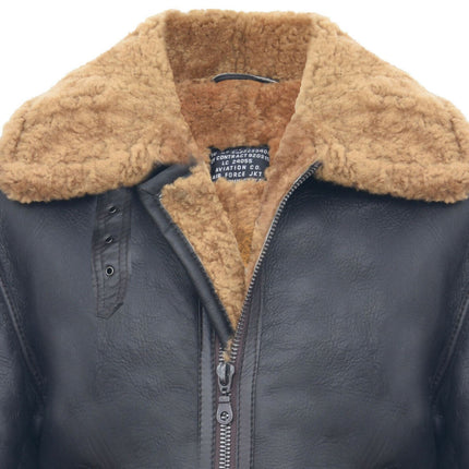 Mens B3 WW2 Leather Sheepskin Aviator Flying Jacket-Charleston