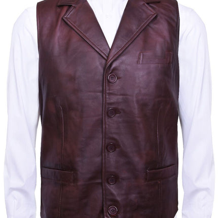 Mens Smart Classic Leather Waistcoat-Bristol
