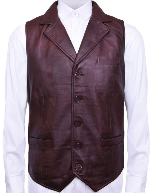 Mens Smart Classic Leather Waistcoat-Bristol