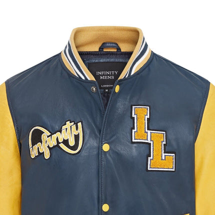Mens Baseball Leather Letterman Bomber Jacket - Ashwood