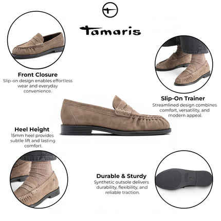 Tamaris Women's Beige Leather Loafer Casual Shoes - 24251-47