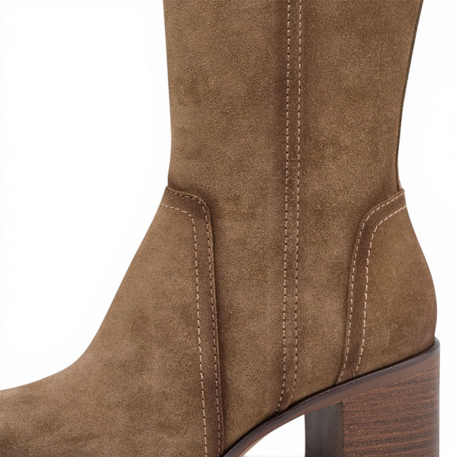 Tamaris Women’s Brown Suede Leather Riding Knee-High Heel Long Boots - 25576-47