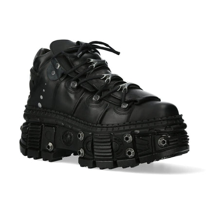 New Rock Goth Leather Ankle Boots-WALL106-S25