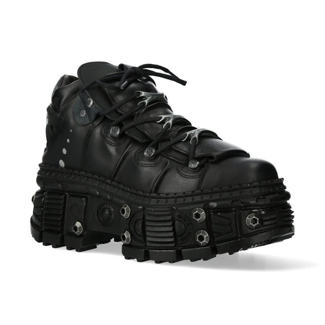 New Rock Goth Leather Ankle Boots-WALL106-S25