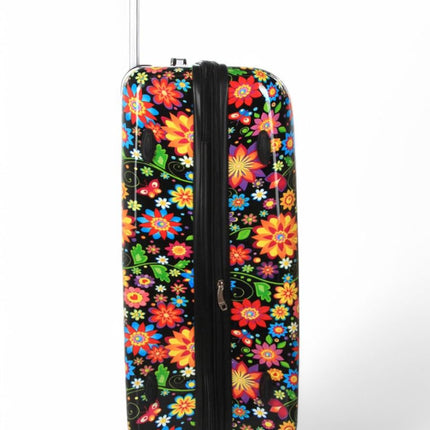 Strong Expandable Hard Shell Dual 4 Wheel Suitcase Set Print Luggage Cabin Travel Bag