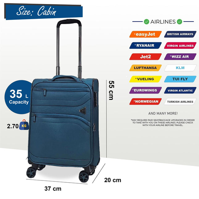 Lightweight Soft  Dual 4 Wheel Luggage Suitcases