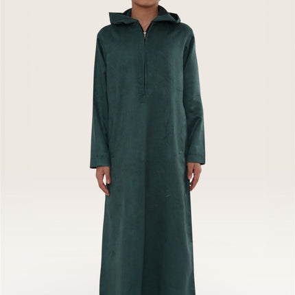 Kids Boys Hooded Eid Green Moroccan Jubba Robe Ramadan Eid Thobe - K-HM12