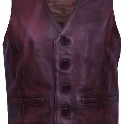 Mens Classic Leather Waistcoat-Chester