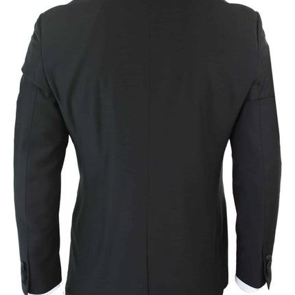 Mens 3 Piece Black Tuxedo Suit Classic Satin Dinner Tailored Fit Wedding Prom