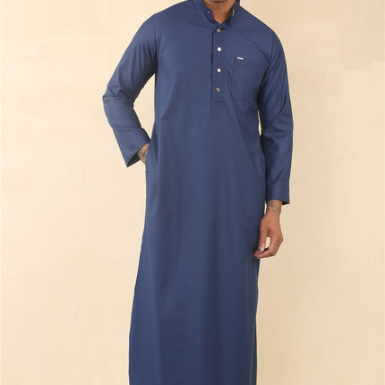 Men's Blue Thobe Arab Saudi Emirati Islamic Clothing Jubba Robe