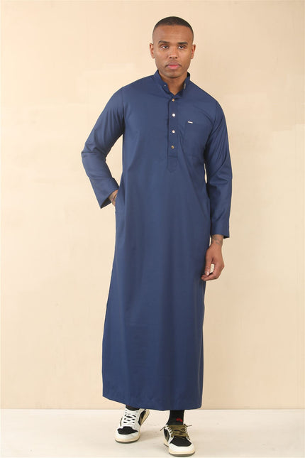 Men's Blue Thobe Arab Saudi Emirati Islamic Clothing Jubba Robe