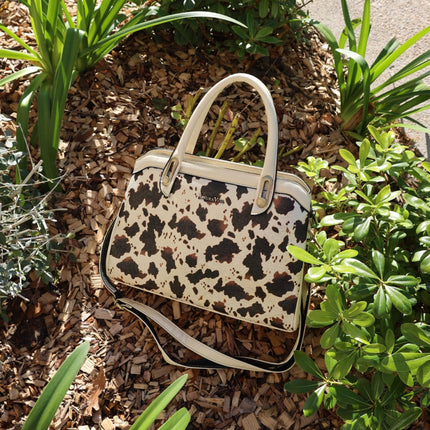 Laura Vita Aramis-08 Womens Tan Floral Print Adjustable Straps Shoulder Tote Handbag