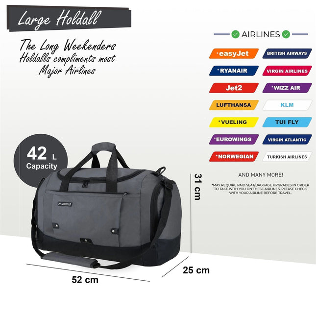Large Duffel Weekend Holdall Carry-On Cabin Bag Gym Sports Travel Bag