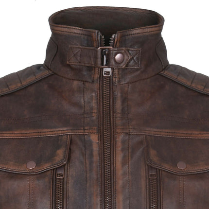 Men's Vintage Leather Biker Jacket-Cape Town