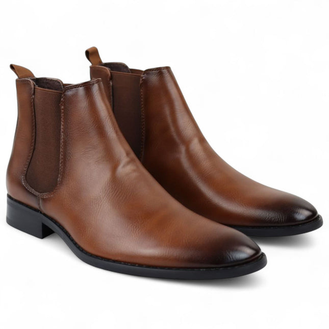 Men's Tan Chelsea Slip-On Office Ankle Boots