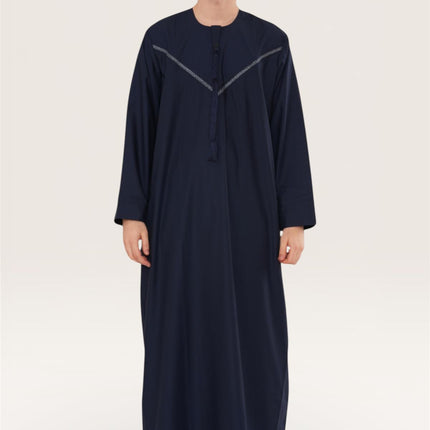 Men's Eid Navy Blue Moroccan Thobe Robe Djellaba Ramadan Eid Jubba- HM10