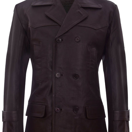 Mens Cowhide Leather Peacoat-Krakaw