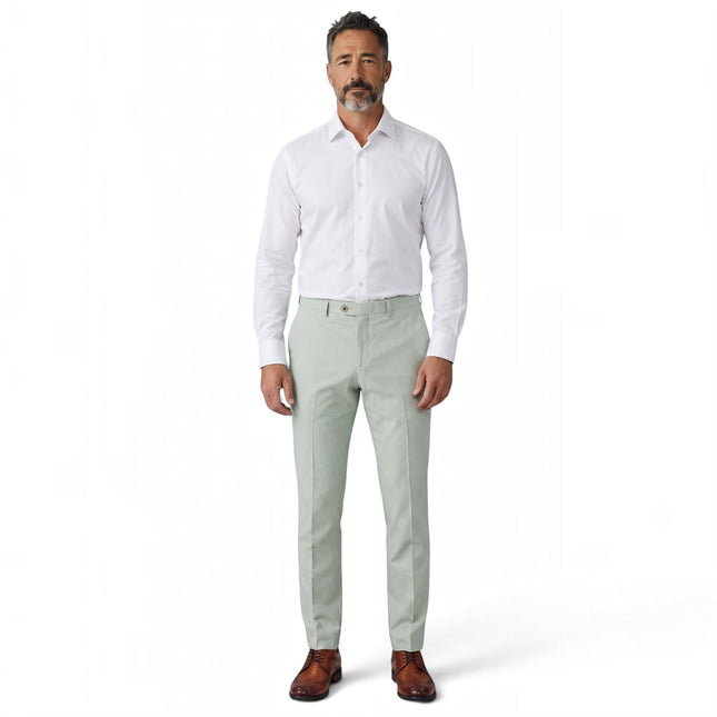 Men's Sage Green Formal Pants Tailored Fit Trousers - Belmont