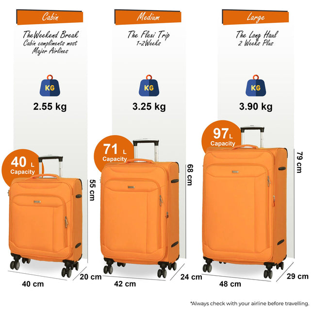 Soft Lightweight Dual 4 Wheel Suitcase Luggage