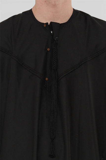 Men's Eid Black Moroccan Jubba Robe Djellaba Ramadan Eid Thobe - HM11