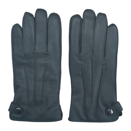 Men’s Olive Green Italian Leather Warm Wool-Lined Winter Gloves - M-LGV-505