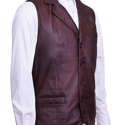 Mens Smart Classic Leather Waistcoat-Bristol