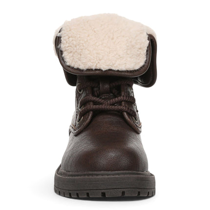 Blowfish Malibu Women's Brown Faux Leather Lace Up Winter Boots - Andy-Cozy