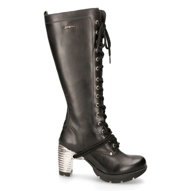 New Rock M-Tr005-S1 Ladies Knee High Black Gothic High-Heeled Boots
