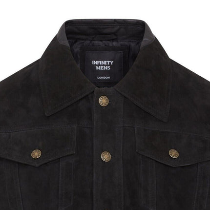 Mens Trucker Goat Suede Western Leather Jeans Jacket - Yangon