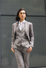 Women's 3 Piece Tailored Fit Plain Grey Formal Office Suit