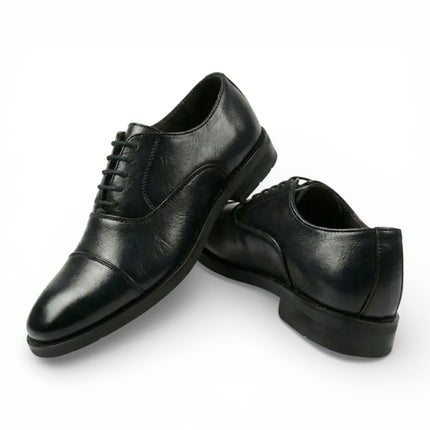 Men's Black Classic Cap-Toe Oxford Formal Lace-Up Brogue Shoes