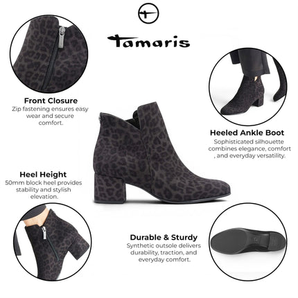 Tamaris Women's Grey Faux Heeled Ankle Boots - 25354-43