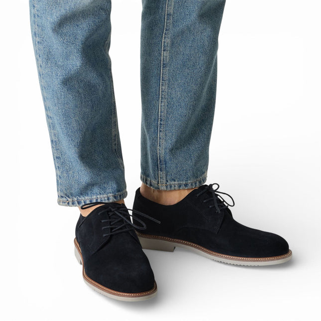 Tamaris Men's Navy Blue Suede Leather Plain Toe Smart Derby Shoes