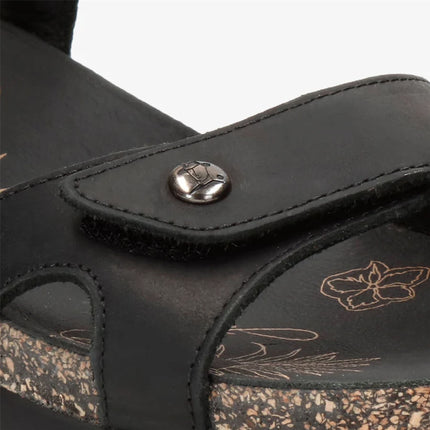 Panama Jack Women's Wedge Black Leather Platform Sandals -  Sulia B2