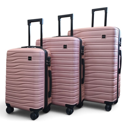 Hardshell Rose Gold Suitcase Set Robust 8 Wheel Luggage Cabin Case Bag