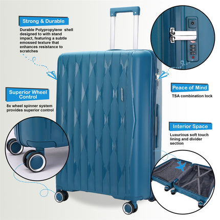 Robust Hard Shell Cabin Suitcase 37.5 x 20.5 x 55 cm TSA Luggage Suitable for Easyjet, Ryanair, Wizzair