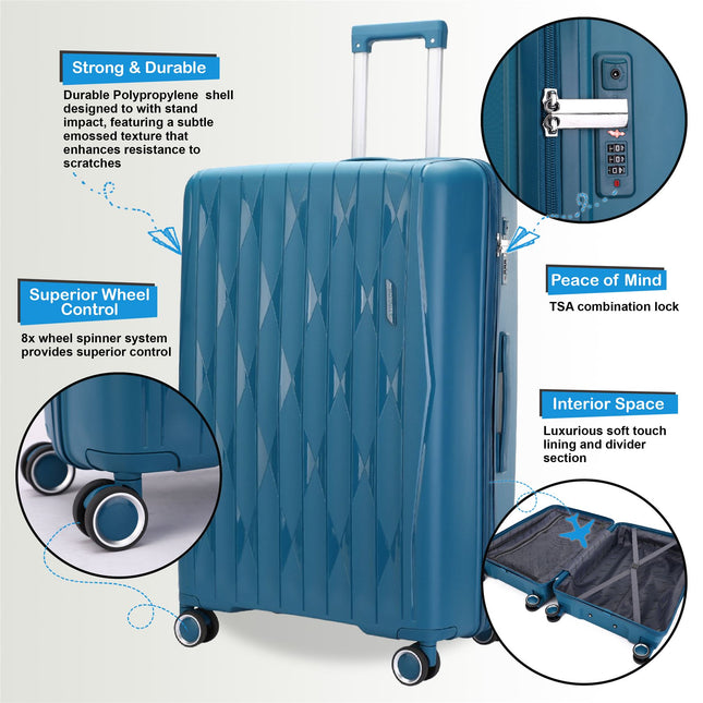 Robust Hard Shell Cabin Suitcase 37.5 x 20.5 x 55 cm TSA Luggage Suitable for Easyjet, Ryanair, Wizzair